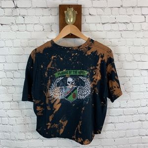 Alpha Company Skull bleached crop top